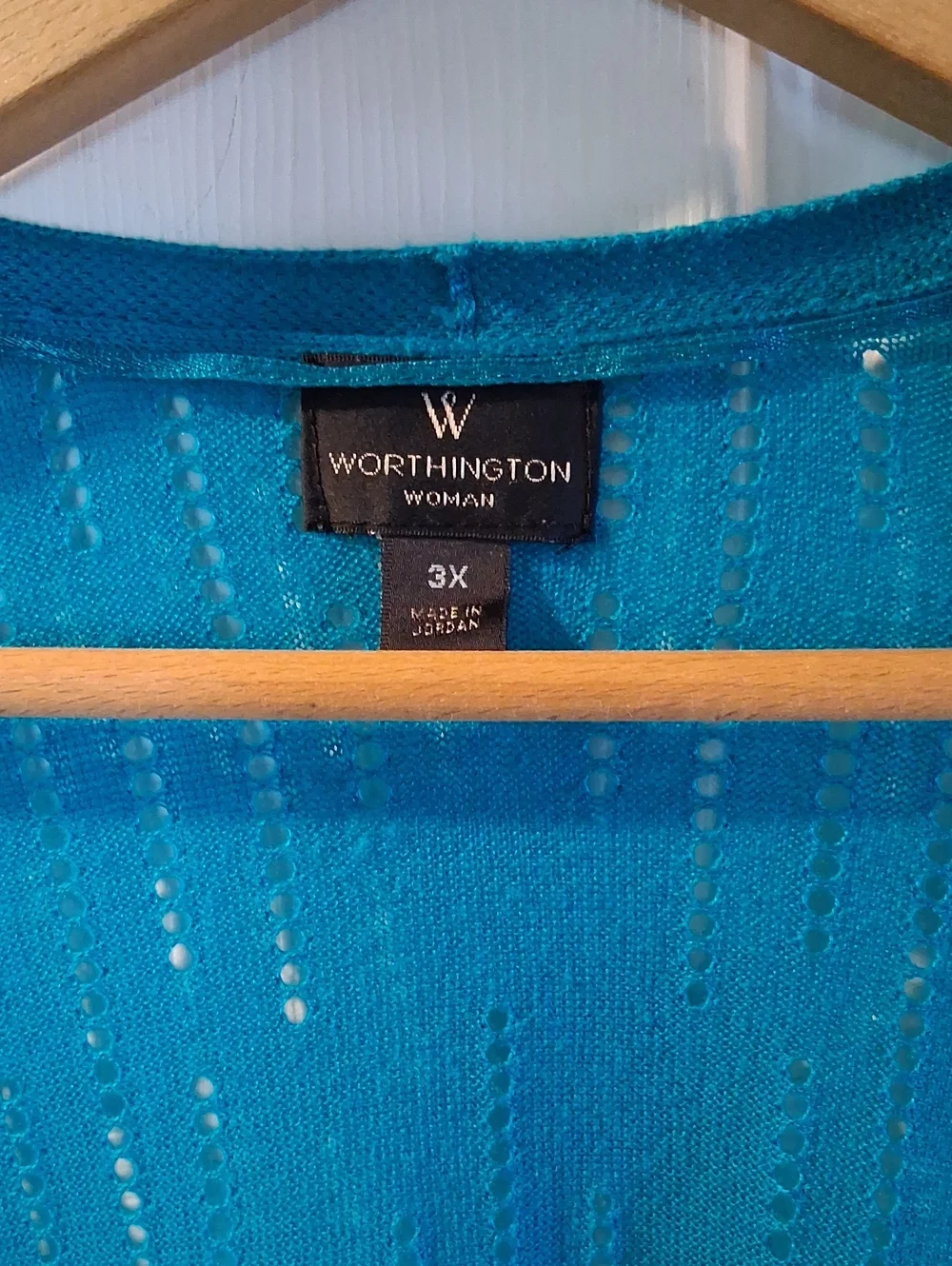 Worthington Teal Open-Front Pointelle Cardigan